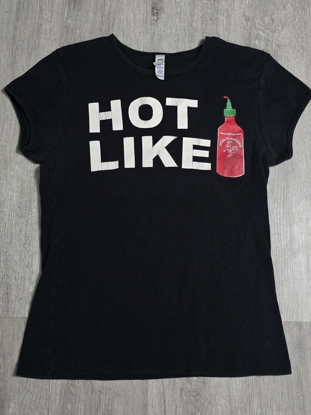 Vintage Y2K Bella Hot Like Hot Sauce Black Baby Tee Funny Humor Womens